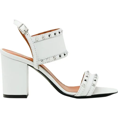 Leather sandal with heel studs , female, Sizes: 3 UK, 3 1/2 UK, 2 UK - Via Roma 15 - Modalova