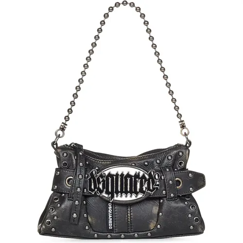 Schwarze Leder Clutch Gürtel Schultertasche - Dsquared2 - Modalova