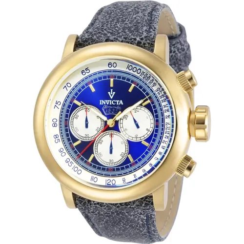 Vintage Herren Quarzuhr Blaues Zifferblatt - Invicta Watches - Modalova