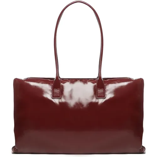 Tote Bags, male, , Size: ONE SIZE Puffy Leather Shoulder Bag Bordeaux - Bottega Veneta - Modalova