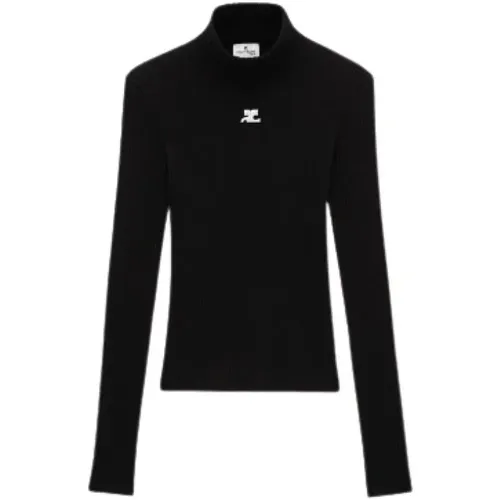 Turtlenecks, female, , Size: M Ribbed Knit Sweater Long Sleeves - Courrèges - Modalova