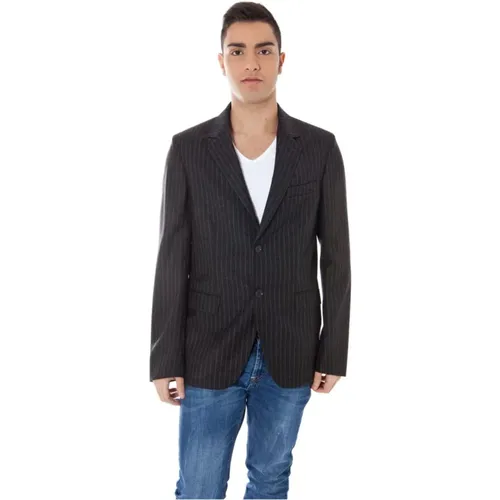 Blazers, male, , Size: L Classic Wool Jacket with Logo - Calvin Klein - Modalova