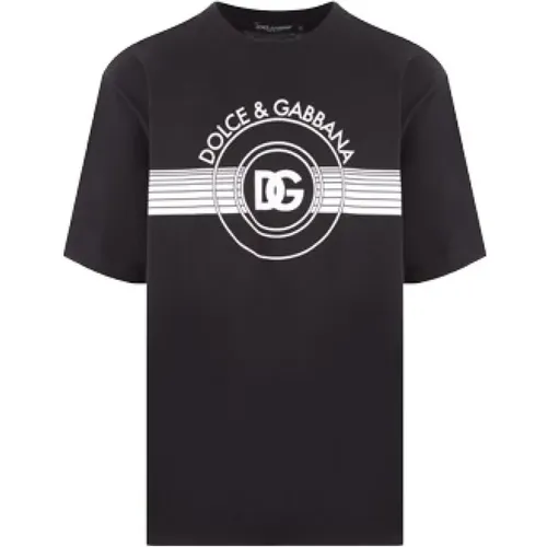 Schwarzes Baumwoll-Logo-Print-T-Shirt , Herren, Größe: 2XL - Dolce & Gabbana - Modalova
