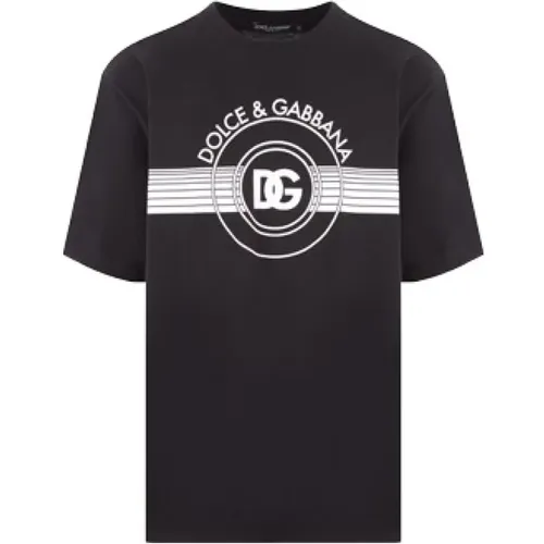 Schwarzes Baumwoll-Logo-Print-T-Shirt , Herren, Größe: S - Dolce & Gabbana - Modalova