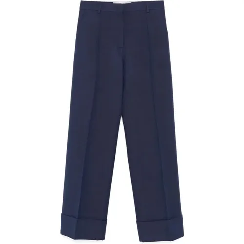Wide Trousers, female, , Size: S Wide Leg Navy Pants - Valentino - Modalova
