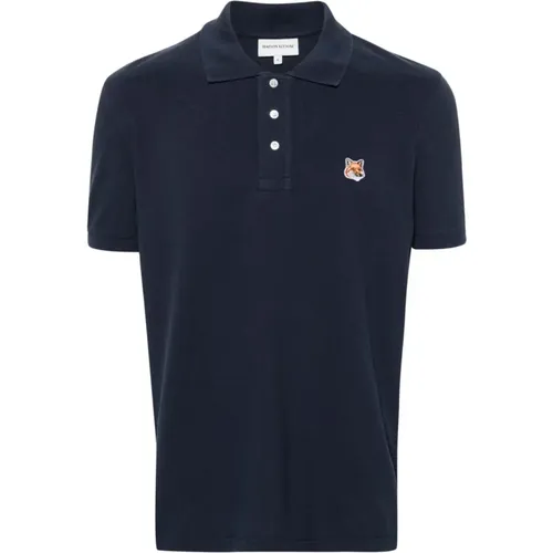 Fuchskopf-Patch-Polo Navy , Herren, Größe: XL - Maison Kitsuné - Modalova