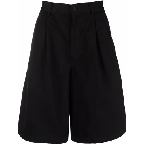 Schwarze Baumwollbohrer-Shorts mit Gürtelschlaufen und Taschen , Herren, Größe: L - Comme des Garçons - Modalova