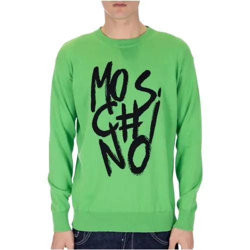 Sweatshirts, male, , Size: M Knit Logo Sweater - Moschino - Modalova