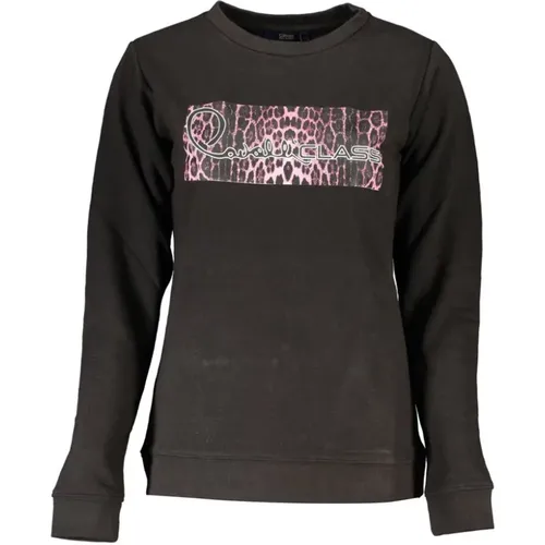 Schwarzer Baumwollpullover mit Print-Logo , Herren, Größe: XL - Cavalli Class - Modalova