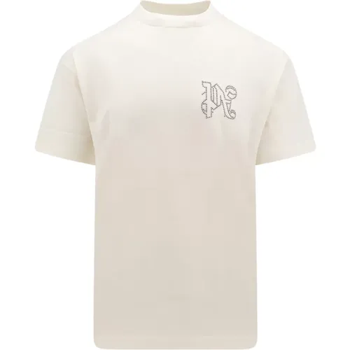 Weiße Ss24 T-Shirt mit Rundhalsausschnitt,Klassisches T-Shirt - Palm Angels - Modalova