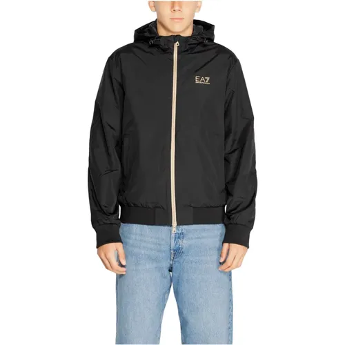 Schwarze Zip-Up Kapuzenjacke Herren Herbst/Winter , Herren, Größe: M - Emporio Armani EA7 - Modalova