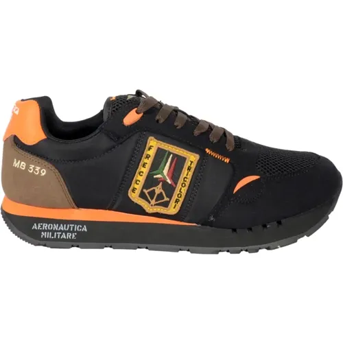 Sneakers, male, , Size: 8 US Tricolori Running Sneakers Black Orange - aeronautica militare - Modalova