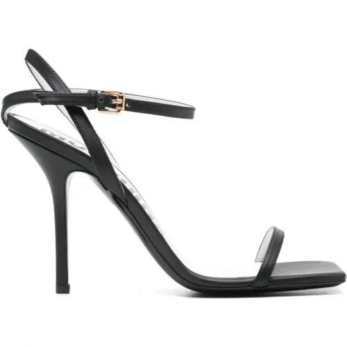 Schwarze Leder Slingback Sandalen - Moschino - Modalova