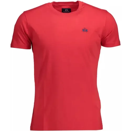 Rotes Baumwoll-T-Shirt mit Stickerei , Herren, Größe: XL - LA MARTINA - Modalova