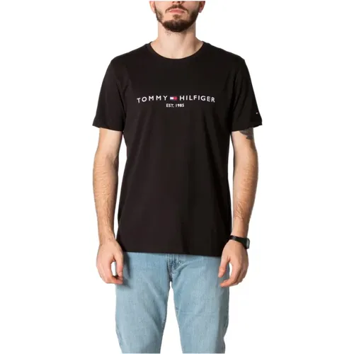 Herbst/Winter Herren Baumwoll T-Shirt , Herren, Größe: L - Tommy Hilfiger - Modalova