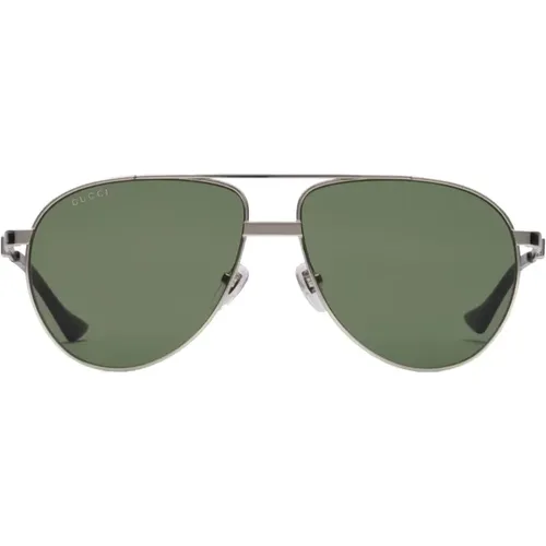 Metallic Aviator Sunglasses with Green Lenses , unisex, Sizes: 59 MM - Gucci - Modalova