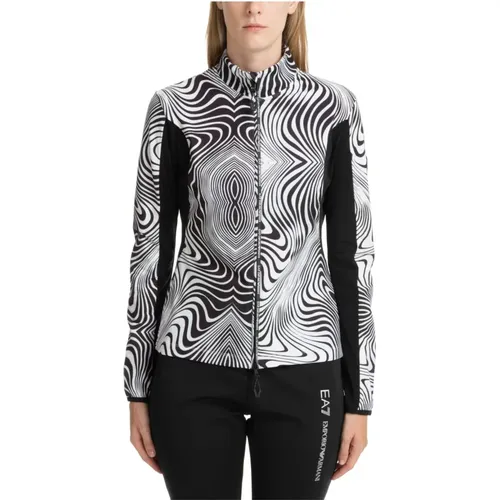 Abstract Multicolour Zip-Up Sweatshirt , female, Sizes: S - Emporio Armani EA7 - Modalova