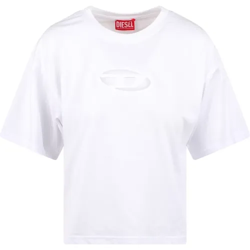 Logo Cut-Out T-Shirt , Damen, Größe: XS - Diesel - Modalova