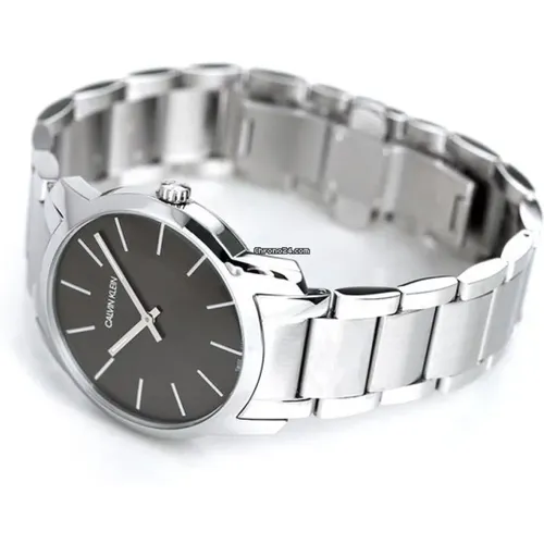 Watches, male, , Size: ONE SIZE City - Steel - Quartz Watch - 37mm - Grey - Calvin Klein - Modalova