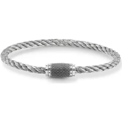 Bracelets, male, , Size: ONE SIZE Twisted Cord Bracelet with Magnetic Clasp - Thomas Sabo - Modalova