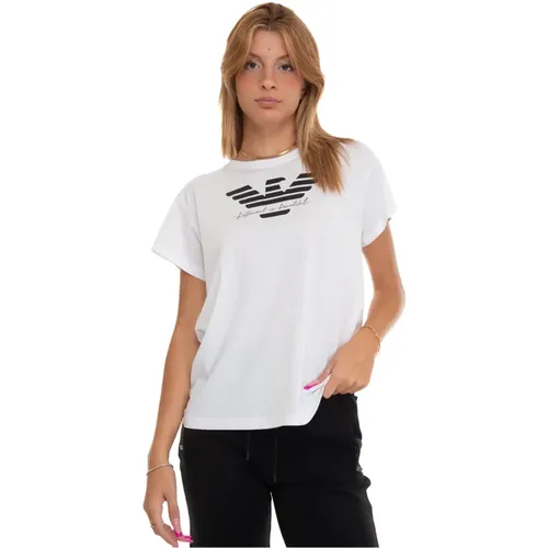 Printed Logo Boxy T-Shirt , female, Sizes: M, XL, S, L - Emporio Armani - Modalova