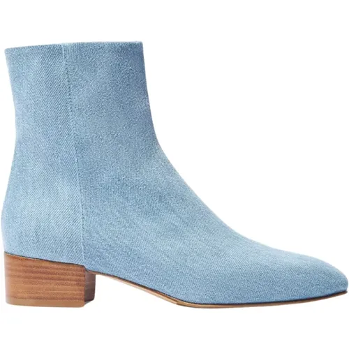 Ambra Hellblaue Denim Stiefelette mit Absatz , Damen, Größe: 35 EU - Scarosso - Modalova