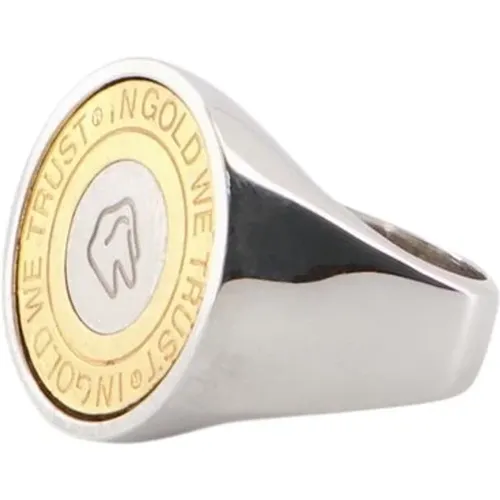 Signet Ring - Palladium - Brass , male, Sizes: S, M - In Gold We Trust - Modalova