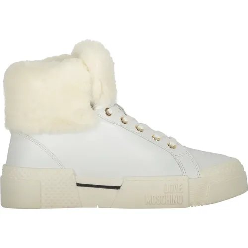 Faux Fur High-Top Sneakers , Damen, Größe: 37 EU - Love Moschino - Modalova