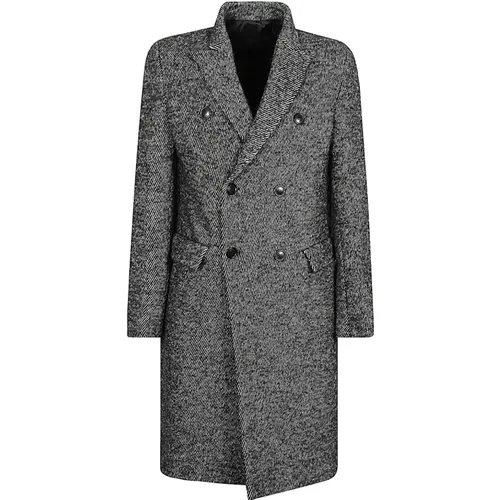 Double-Breasted Coats, male, , Size: L Wool Double-Breasted Coat - Mauro Grifoni - Modalova