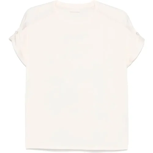 Satin Finish Panelled T-shirt with Faux-Pearl Detailing , female, Sizes: M, L - Liu Jo - Modalova