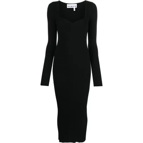 Midi Dress with Curved Neck , female, Sizes: XS - Remain Birger Christensen - Modalova