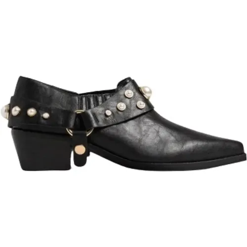 Leather Boots with Pearl Decorated Removable Strap , female, Sizes: 4 UK, 3 UK, 7 UK, 5 UK - Twinset - Modalova