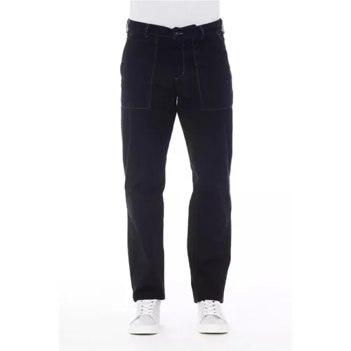 Blaue Jeans mit Kontrastnähten , Herren, Größe: L - Alpha Studio - Modalova