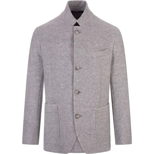 Elegant Grey Cashmere Short Coat , male, Sizes: XL, 2XL, L - Fedeli - Modalova