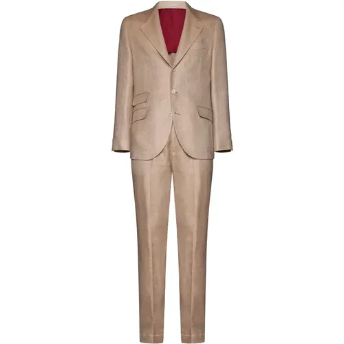 Linen Blend Twill Weave Blazer Set , male, Sizes: L, XL - BRUNELLO CUCINELLI - Modalova