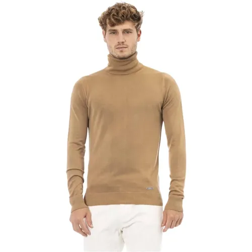 Turtlenecks, male, , Size: L Trendy Knit Sweater with Monogram Detail - Baldinini - Modalova