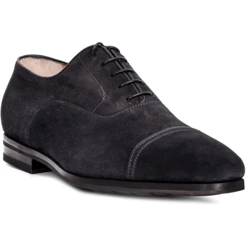 Sophisticated Gray- Suede Shoes for Business , male, Sizes: 9 UK - Santoni - Modalova