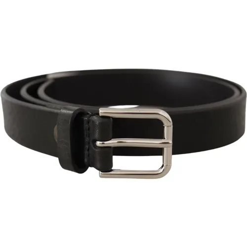 Belts, male, , Size: 80 CM Elegant Leather Belt with Metal Buckle - Dolce & Gabbana - Modalova