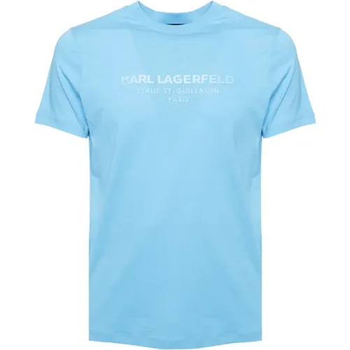 Blaues 3D Address T-Shirt , Herren, Größe: 2XL - Karl Lagerfeld - Modalova