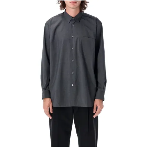 Grey Wool Shirt with Point Collar , male, Sizes: XL, M, L - Comme des Garçons - Modalova