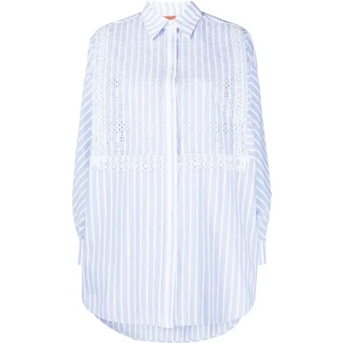 Embroidered Striped Cotton Shirt , female, Sizes: M - Ermanno Scervino - Modalova
