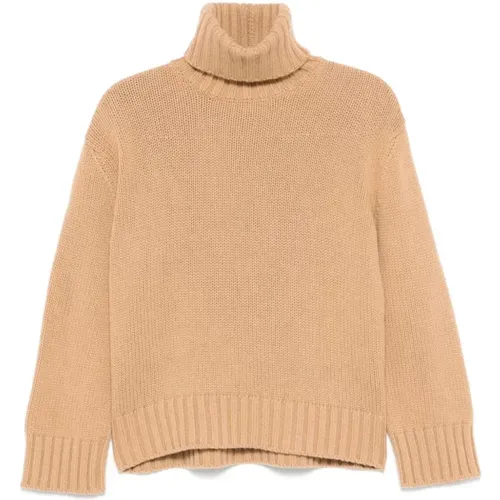 Turtlenecks, female, , Size: M Camel Knit Sweater Drop Shoulder - Fabiana Filippi - Modalova