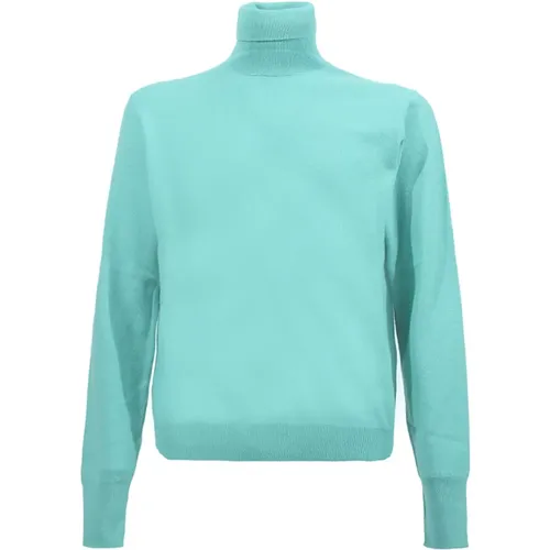 Cashmere Knitwear, male, , Size: 2XL Cashmere Turtleneck Sweater Aqua - Drumohr - Modalova