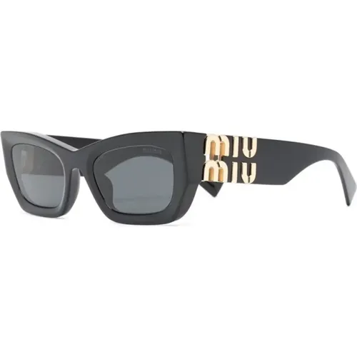 Schwarze Sonnenbrille mit Original-Etui , Damen, Größe: 53 MM - Miu Miu - Modalova