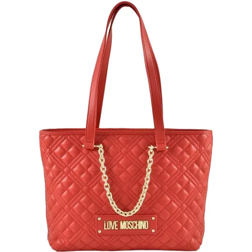 White Handbag with Signature Dust Bag , female, Sizes: ONE SIZE - Love Moschino - Modalova