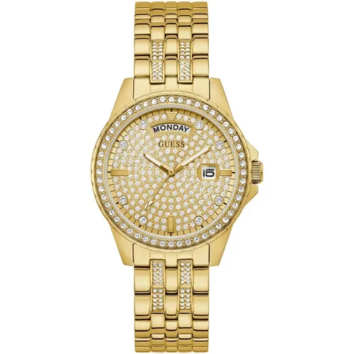 Watches, female, , Size: ONE SIZE Golden Quartz Watch - Guess - Modalova