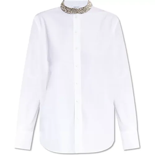 Shirts, female, , Size: XS Shirt with shimmering crystals at the neckline - alexander mcqueen - Modalova