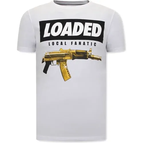 T-Shirt mit Loaded Gun Print , Herren, Größe: M - Local Fanatic - Modalova