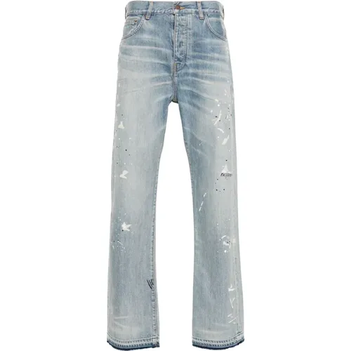 Wide Jeans, male, , Size: W30 Distressed Paint Splatter Jeans - Amiri - Modalova