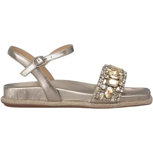 Beaded Flat Sandal , female, Sizes: 4 UK, 5 UK - Alma en Pena - Modalova